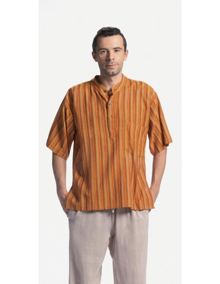 1 Camisa h algodon rayas mangas cortas