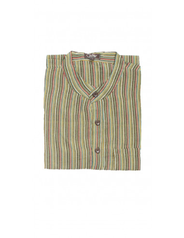 2 Camisa h algodon rayas mangas cortas