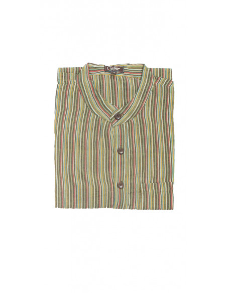 2 Camisa h algodon rayas mangas cortas