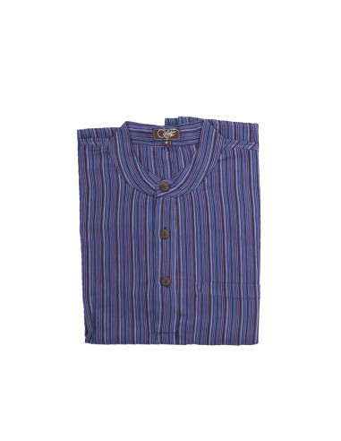 4 Camisa h algodon rayas mangas cortas