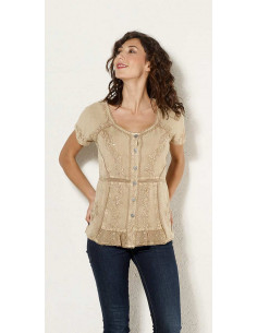 1 Blusa viscosa mangas cortas