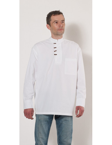 1 Camisa h algodon popeline Blanco con lazos