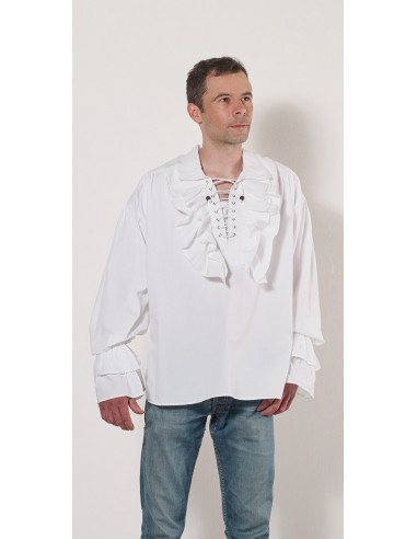 1 Camisa h algodon popeline Blanco con lazos jabot