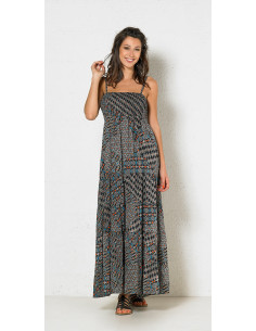 1 Robe Longue Voile De Coton Doublee Impri