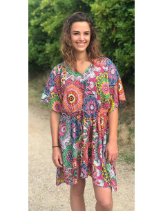 1 Vestido Kaftan viscosa mangas cortas