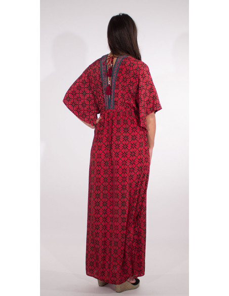 4 Vestido largo poliester kimono sari estampado echo