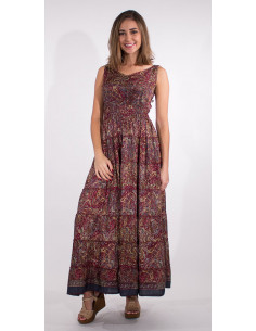 1 Vestido largo poliester tirantes sari estampado hotel