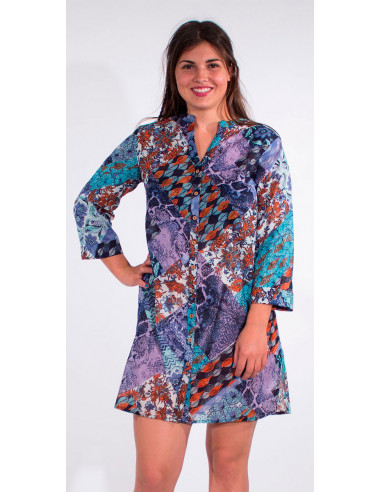 1 Tunica velo de algodon mangas 3/4 estampado hania
