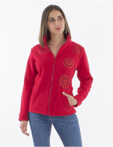 Chaqueta malla poliester polar bordada