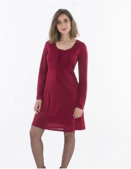 Vestido malla 95% poliester 5% elastano estampado bambu