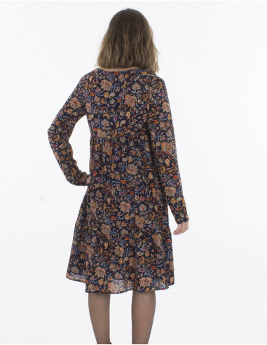 Vestido poliester doblado estampado noche