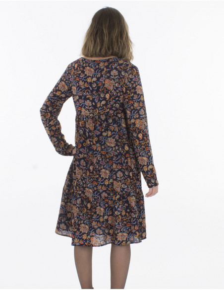 Vestido poliester doblado estampado noche