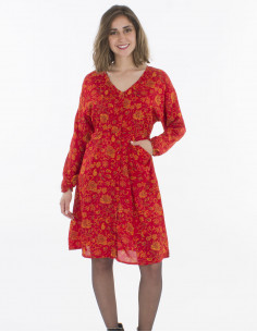 Vestido poliester abotonado...