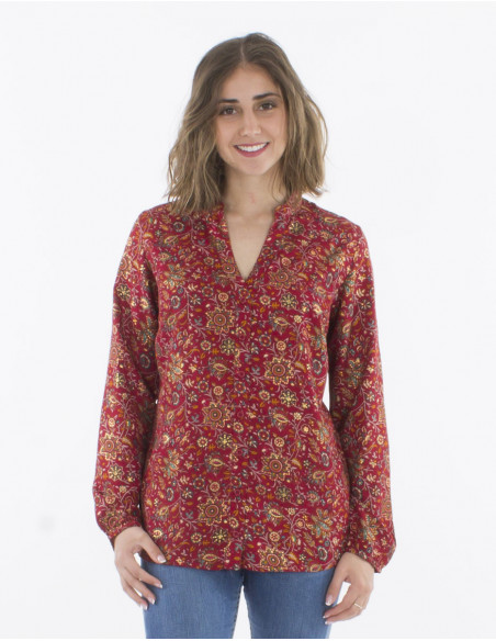 Blusa poliester abotonada estampado golden india