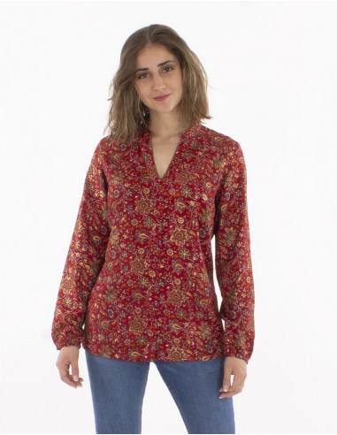 Blusa poliester abotonada estampado golden india