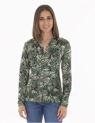 Blusa malla 95% poliester 5% elastano abotonada estampado zoo