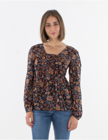 Blusa poliester estampado noche