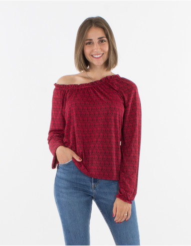 Blusa malla 95% poliester 5% elastano estampado bambu