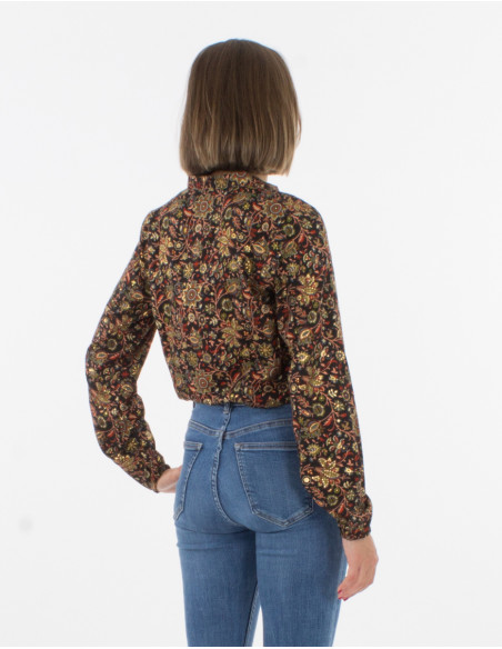Blusa poliester abotonada estampado golden india