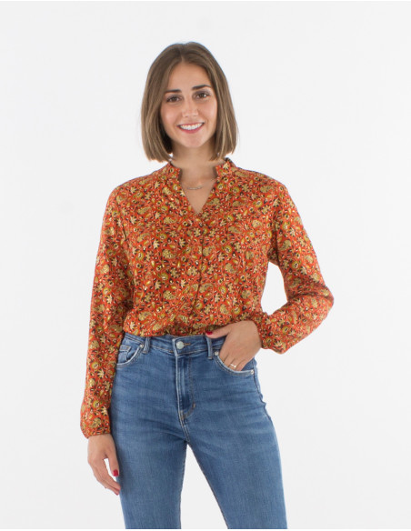 Blusa poliester abotonada estampado golden india
