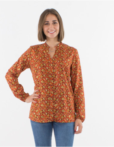 Blusa poliester abotonada estampado golden india