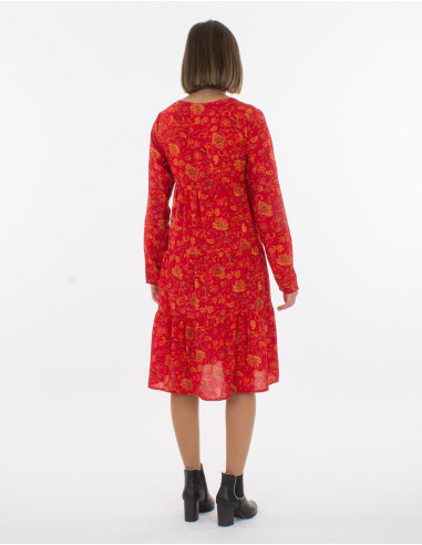 Vestido poliester doblado estampado noche