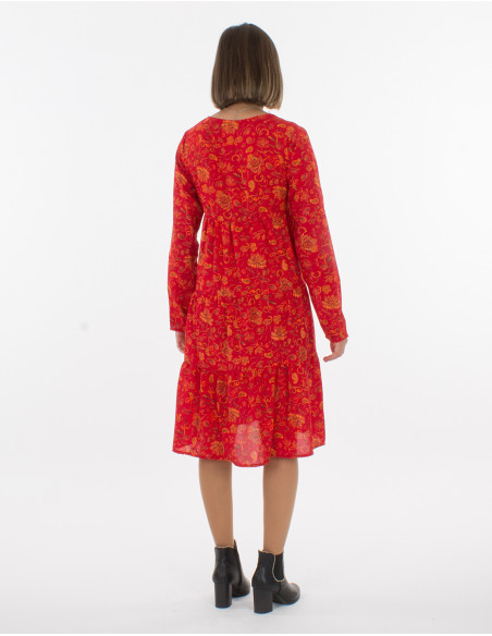 Vestido poliester doblado estampado noche