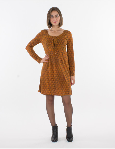 Vestido malla 95% poliester 5% elastano estampado bambu