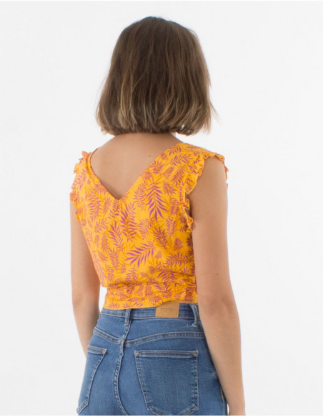 Top viscosa sin mangas estampado banana