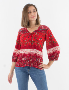 Blusa poliester mangas 3/4...