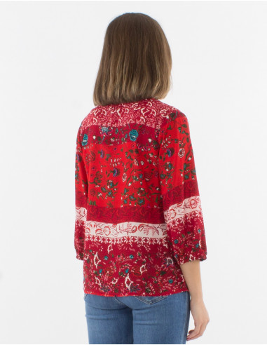 Blusa poliester mangas 3/4  con botones...