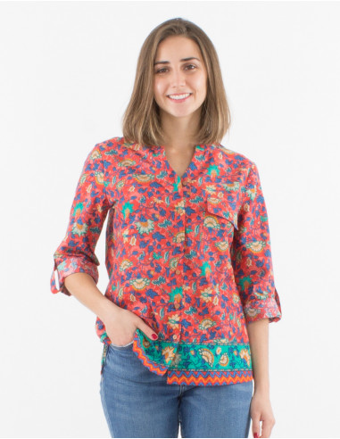 Blusa algodon mangas largas estampado teheran