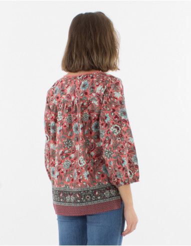 Blusa algodon mangas 3/4 estampado bagdad