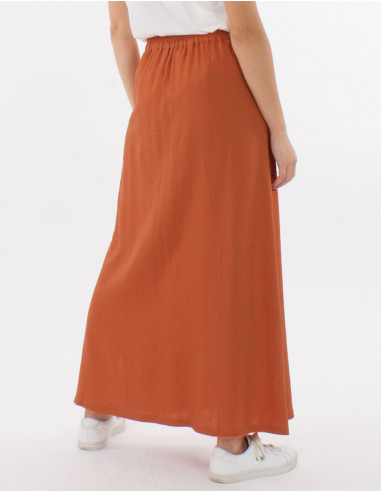 Falda larga 54% lino 46% viscosa con botones