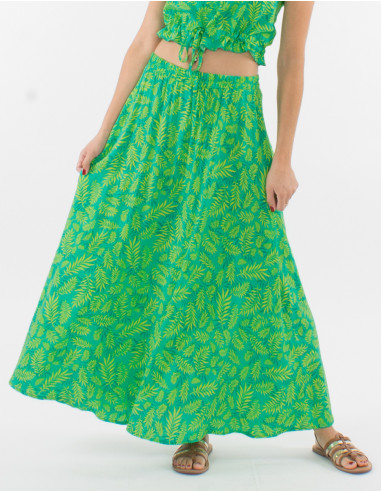 Falda larga viscosa estampado banana