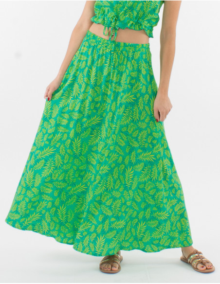 Falda larga viscosa estampado banana