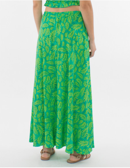Falda larga viscosa estampado banana
