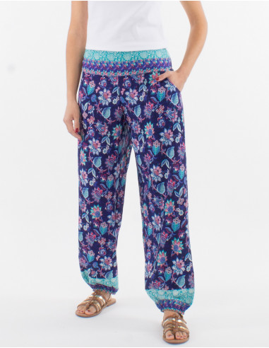 Pantalon poliester estampado holi flower