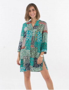 Vestido viscosa con botones...