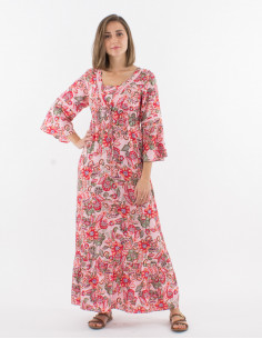 Vestido viscosa mangas 3/4...