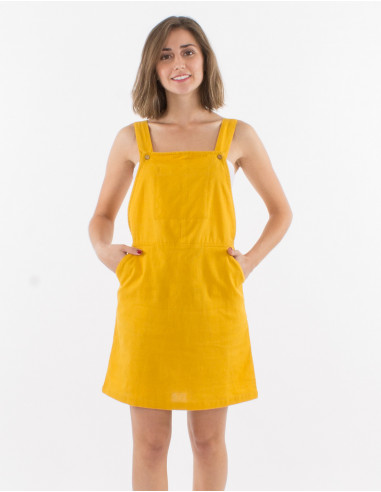 Vestido corto 91% algodon 9% lino tipo peto