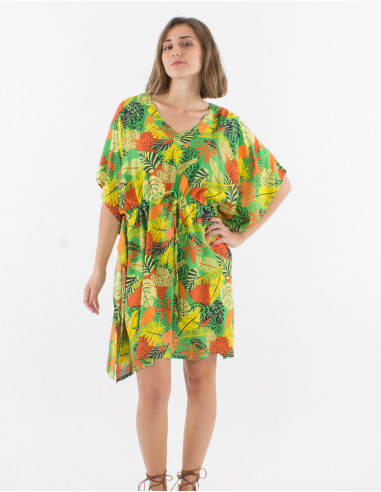 Vestido kaftan viscosa estampado amazonia