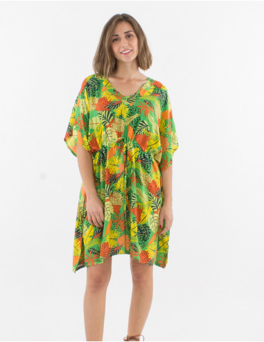 Vestido kaftan viscosa estampado amazonia