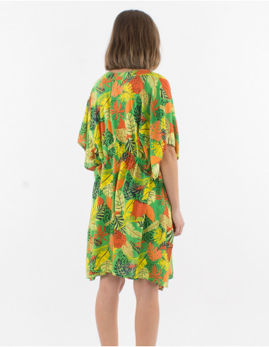 Vestido kaftan viscosa estampado amazonia