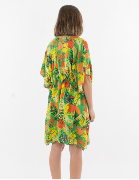 Vestido kaftan viscosa estampado amazonia