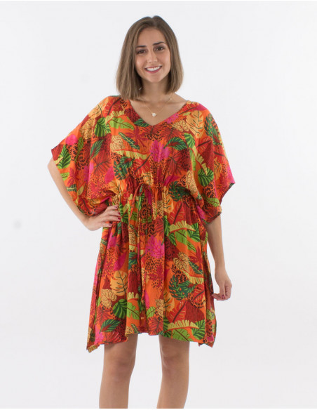 Vestido kaftan viscosa estampado amazonia
