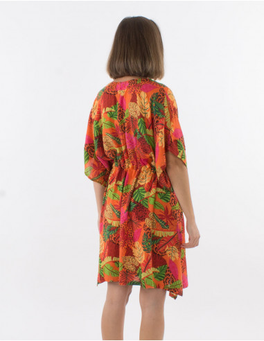 Vestido kaftan viscosa estampado amazonia