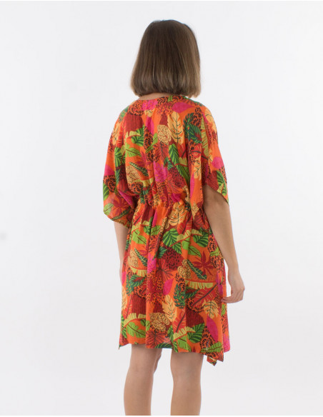 Vestido kaftan viscosa estampado amazonia