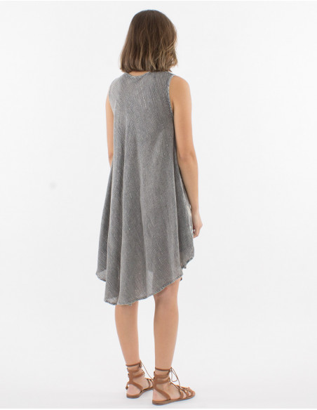 Vestido 95% viscosa crepe 5% hilo metalizado paraguas