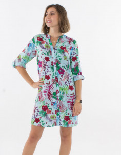 Vestido viscosa con botones...